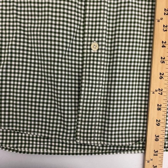 Abercrombie & Fitch Button Down Shirt Mens Large Green Plaid Relaxed Fit Logo - Picture 8 of 8